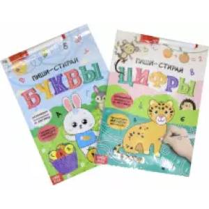 Набор многоразовых книг с маркером. Пиши-стирай. Буквы и цифры, 2 штуки