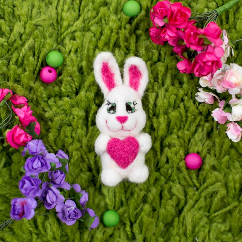 Брошь из шерсти «Зайчик». Набор для творчества Брошь из шерсти «Зайчик». Набор для творчества