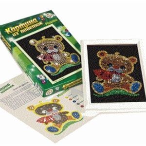 Картина из пайеток. Мишка. 7 цветов + гвоздики