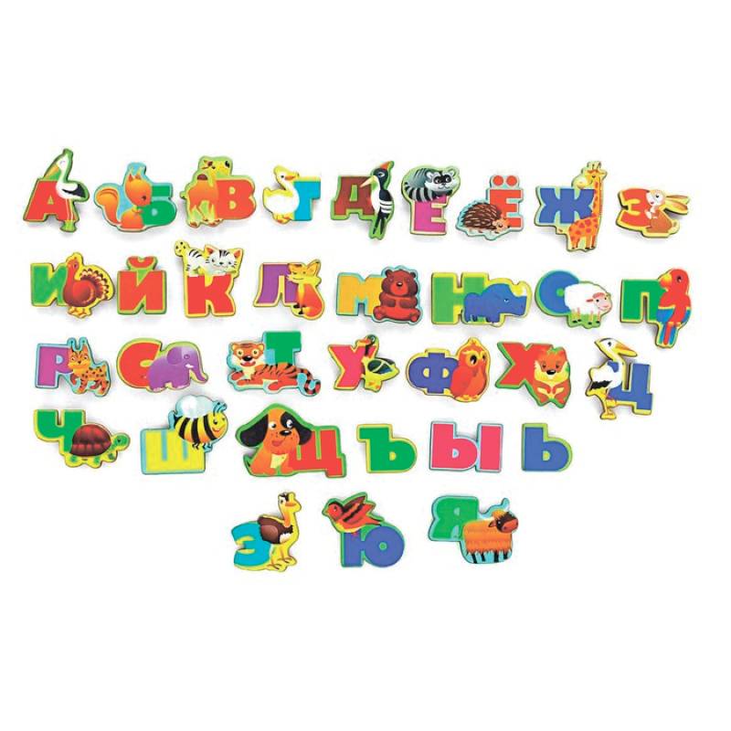 Алфавит русский «Животный мир», буква 5x6 см, дерево, бумага, магнитный винил