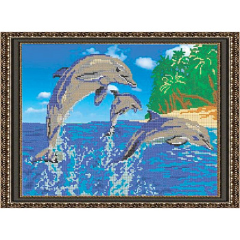 «Светлица» набор для вышивания бисером №021 «Дельфины» бисер Чехия 35,9х26,4см