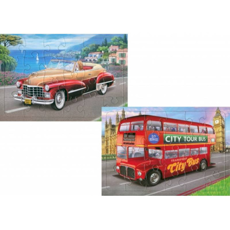 Книги-пазлы, книга Комплект пазлов Автобус, Кабриолет купить по скидке
