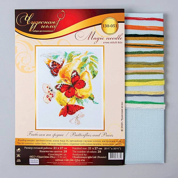 Набор для вышивания крестом «Бабочки на груше» 21x27 см